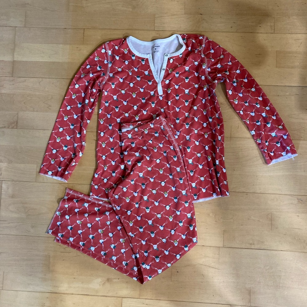 Roller Rabbit Pjs red pajamas reindeer print small 6 pjs salvage bed head peru